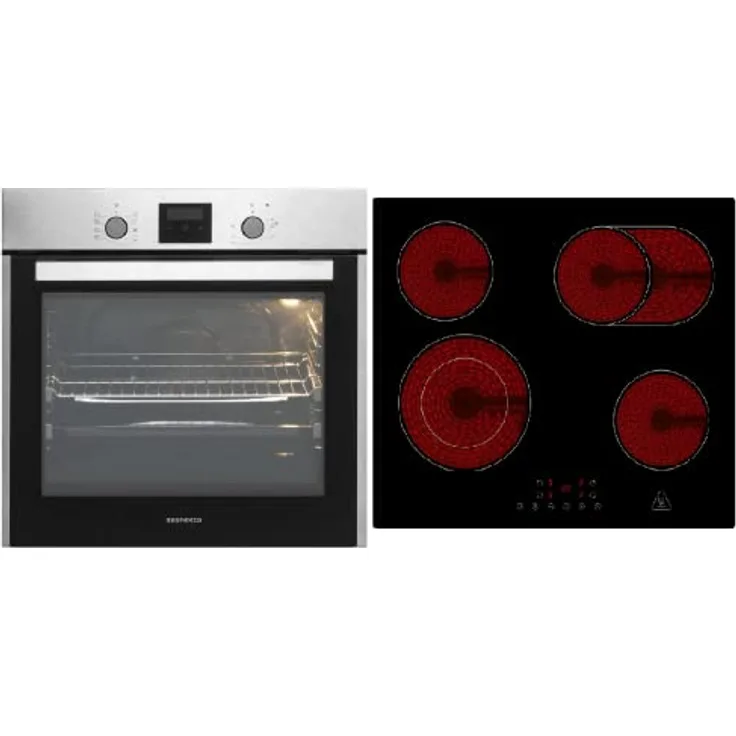 Respekta autarker Einbaubackofen LED-Timer, edelstahl, mit Glaskeramikkochfeld