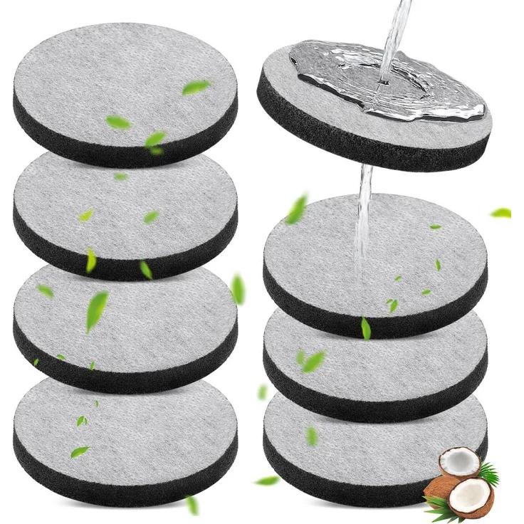 TEOKANTZ Wasserfilter Disc 8 Stück für Brita Fill & Go, reduziert Chlor, PFAS und Mikropartikel, Kokosnuss-Kohle Filtration