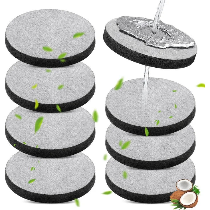 TEOKANTZ Wasserfilter Disc 8 Stück für Brita Fill & Go, reduziert Chlor, PFAS und Mikropartikel, Kokosnuss-Kohle Filtration
