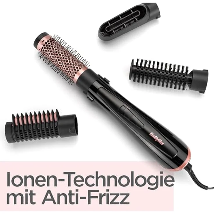BaByliss AS126E Warmluftbürste, 1000 Watt, Ionen-Technologie, Keramikbeschichtung, inkl. 4 Aufsätzen, schwarz – Bild 4