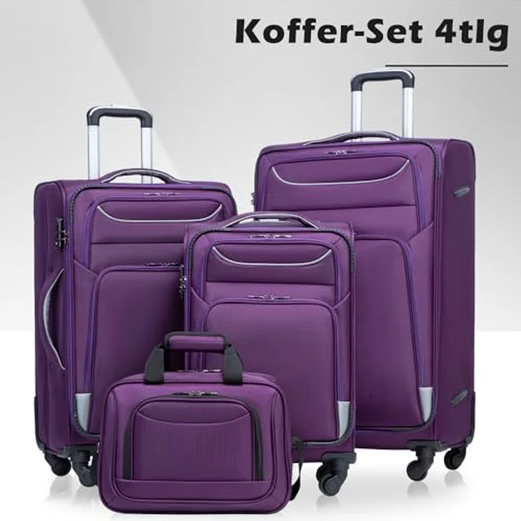 COOLIFE Kofferset 4-teilig Weichgepäck 58/66/80cm mit TSA Zahlenschloss und Aluminiumgriff, inkl. großer Umhängetasche – Bild 2