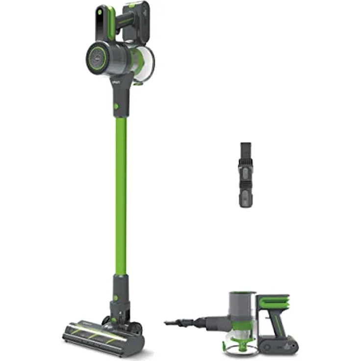 POLTI PBEU0120, Forzaspira D-Power SR500 2-in-1 Elektrobesen mit digitaler Anzeige, Eco-Programm, bis zu 40 Minuten Laufzeit für Böden und Teppiche, grün/grau