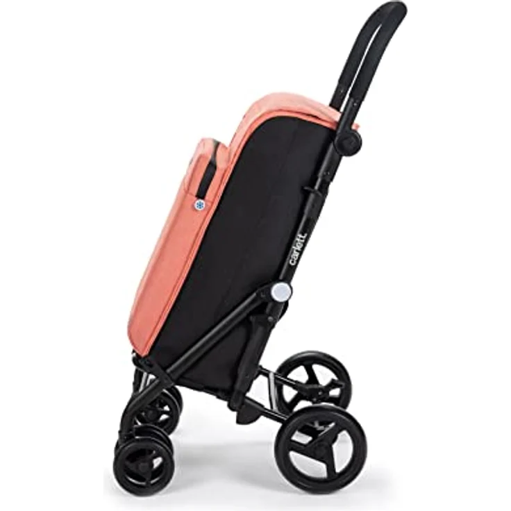 Carlett - Einkaufstrolley, Faltbarer Supermarkt-Trolley, mit 4 regenfesten Rädern und einem großen Fassungsvermögen von 25kg, Haupttasche 50L, Thermotasche 10L und Hecktasche - Lachsfarben – Bild 3