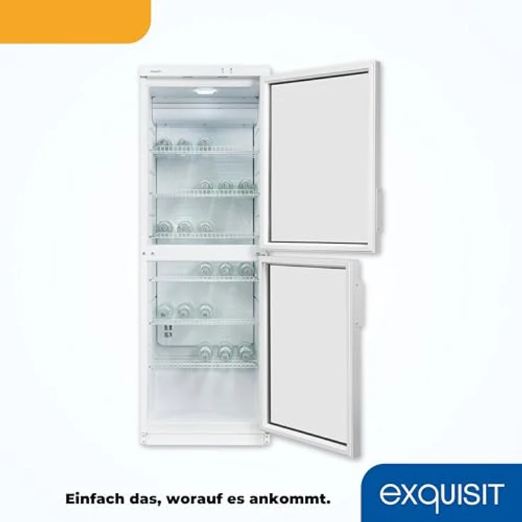 exquisit Getränkekühlschrank GKS350-2-GT-280D weiss, 173 cm hoch, 60 cm breit, 320 L Volumen, mit Glastür und LED-Innenbeleuchtung – Bild 6
