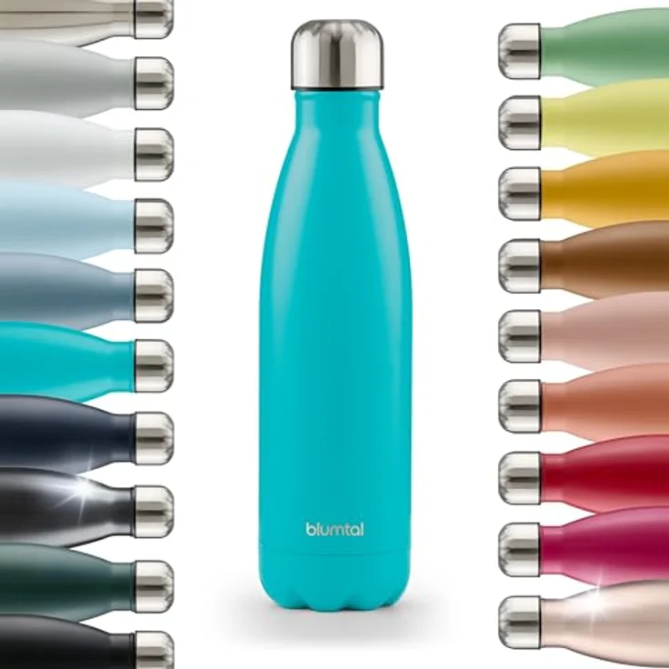 Blumtal® Trinkflasche Edelstahl Charles, 1L Thermosflasche BPA-frei, doppelwandige Isolierung, auslaufsicher, petrol – Bild 1