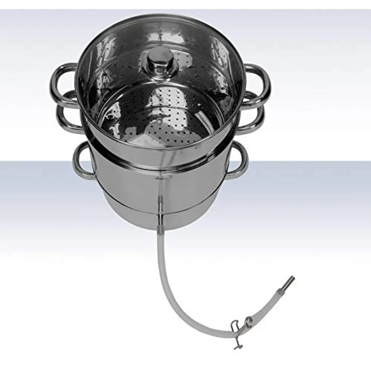 dema Dampfentsafter, mit integriertem Kochtopf-Set, Obstentsafter, aus Edelstahl, Einfüllschacht für ganze Früchte, direkter Saftauslauf, induktionsgeeignet, zerlegbar, silber – Bild 4