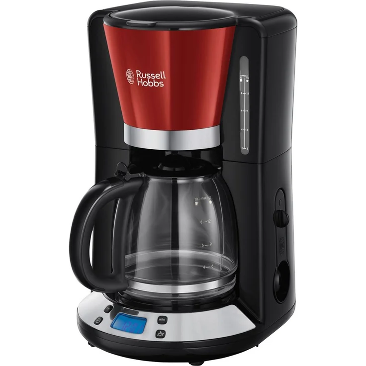 RUSSELL HOBBS Filterkaffeemaschine, Rot, 1,25 l Glaskanne, WhirlTech-Brühtechnologie, 24 h Timer, Automatischer Tropf-Stopp