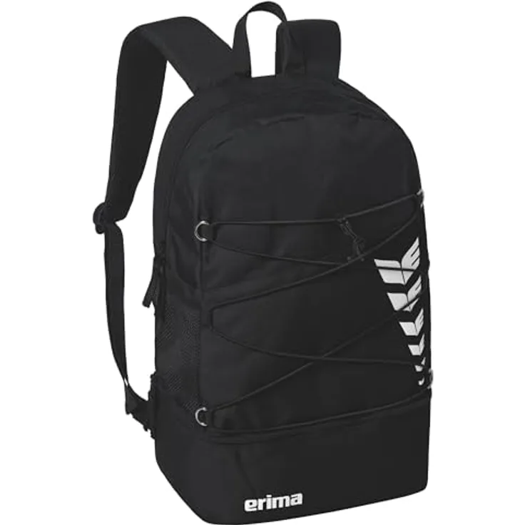 erima Rucksack Six Wings, geräumiges Hauptfach mit Doppel-Reißverschluss, grau