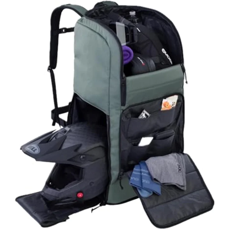 Evoc Materialtasche 90L Gear Rucksack, Trekkingrucksack mit gepolsterten Schultergurten und seitlichem Stiefelfach, Dark Olive – Bild 5