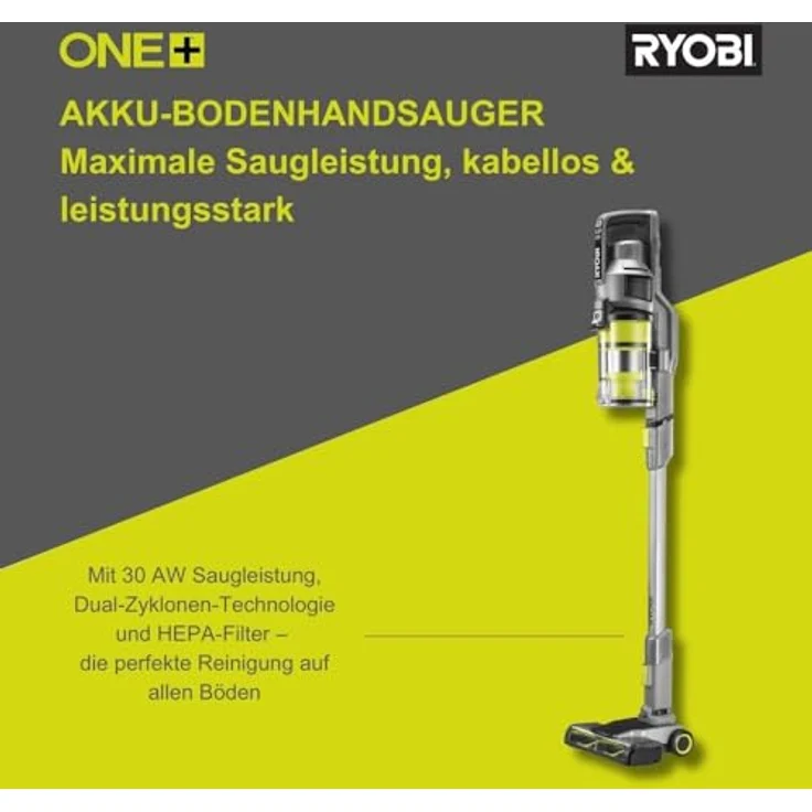 Ryobi RSVS18-0 5133006506, Akku-Bodenhandsauger, Anthrazit, leistungsstarker Motor und Dual-Zyklonen-System – Bild 2