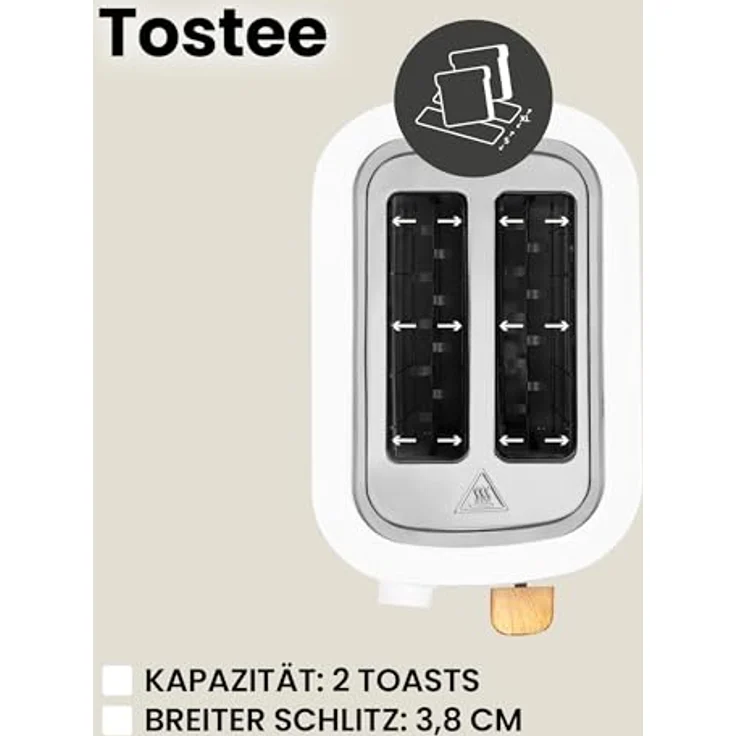 Zeegma Tostee 2-Scheiben-Toaster, Leistung 820 W, Auftau-, Aufwärm- und Stoppmodus, Krümelfach, Zeitsteuerung, Edelstahlgehäuse, Toaster – Bild 4