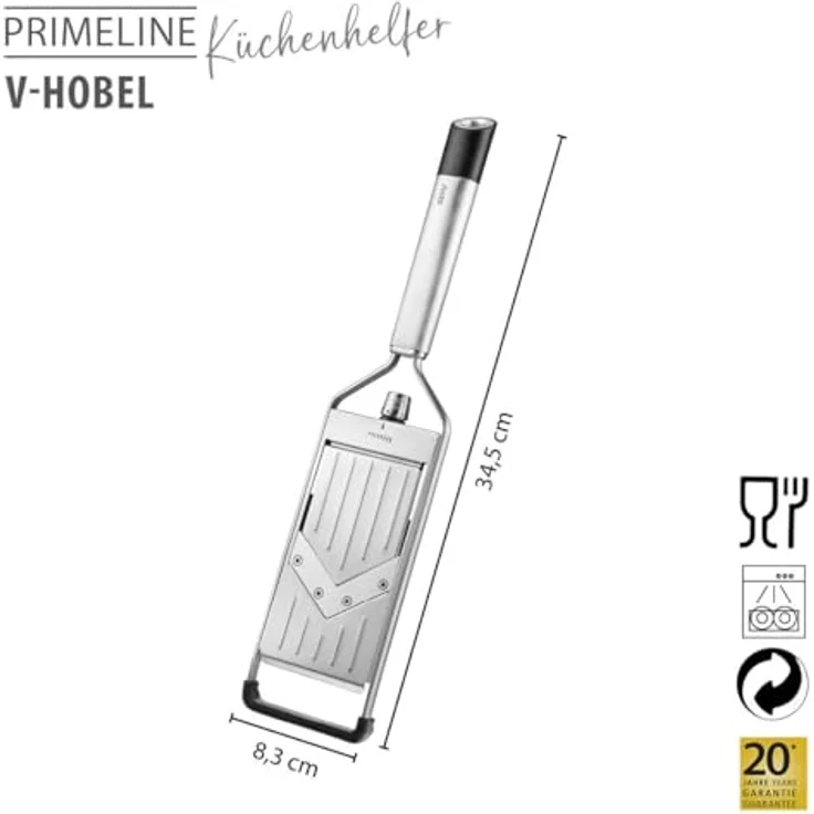 GEFU V‑Hobel PRIMELINE, stufenlos einstellbar 0–5 mm, ultrascharfe V-Klinge, Antirutschfüße, spülmaschinengeeignet – Bild 2