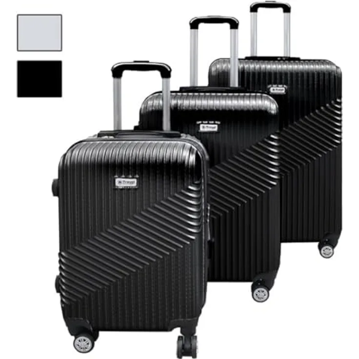 COFI 1453 Trolley Set Reisekoffer 3-teilig - ABS Hartschale für Jede Reise Schwarz