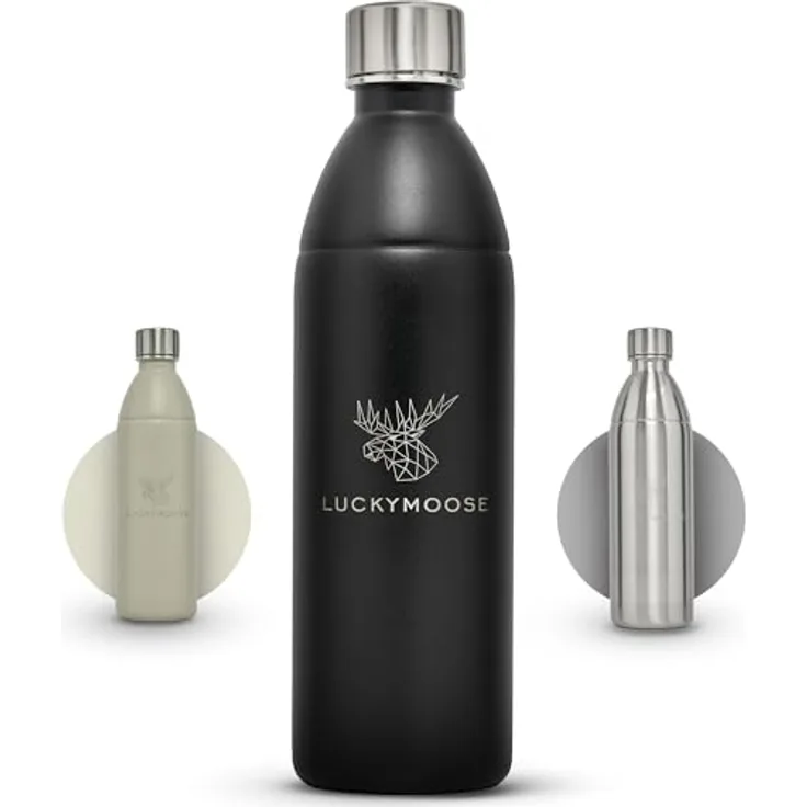 Luckymoose Infinity Edelstahlflasche für Wassersprudler, spülmaschinenfest, 0,75 bis 1,1 Liter, bruchsicher, für SodaStream DUO & TERRA