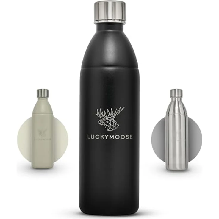Luckymoose Infinity Edelstahlflasche für Wassersprudler, spülmaschinenfest, 0,75 bis 1,1 Liter, bruchsicher, für SodaStream DUO & TERRA – Bild 1