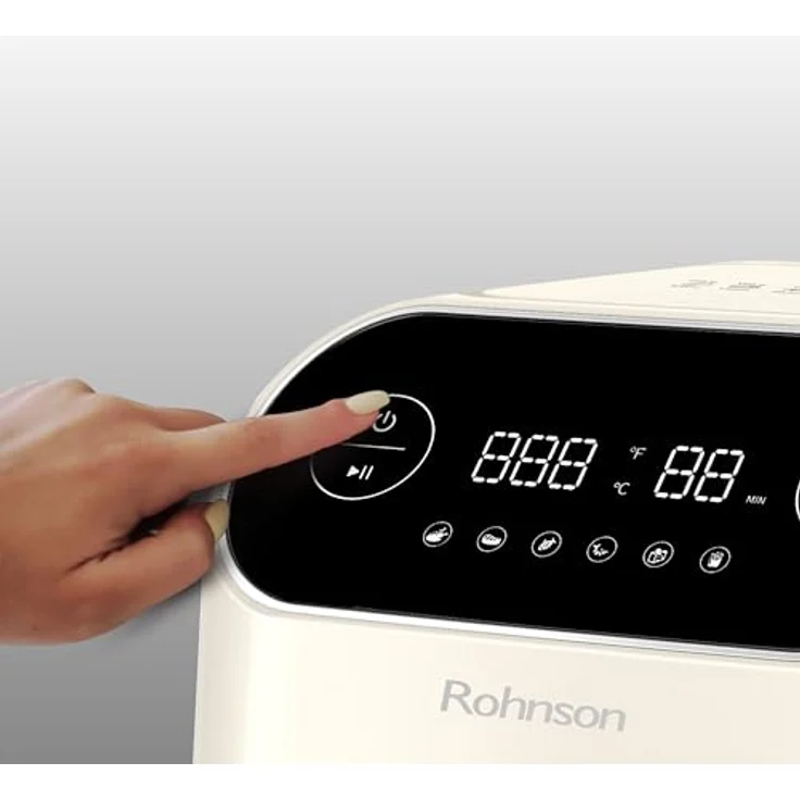 Rohnson R-2859 Pop Air Fryer, Heißluftfritteuse mit 7L-Kapazität, 1800W, 6 Programme, 3D-Direktwärme, digitales LED-Display, App-Steuerung, doppelte Sichtfenster, Fritteuse ohne Fett – Bild 5