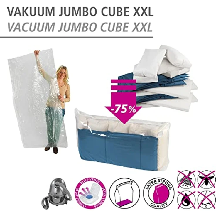 WENKO Vakuumierbeutel Vakuum Jumbo Cube XXL, Aufbewahrungssystem für sperrige Gegenstände, extra dicke Folienqualität – Bild 2