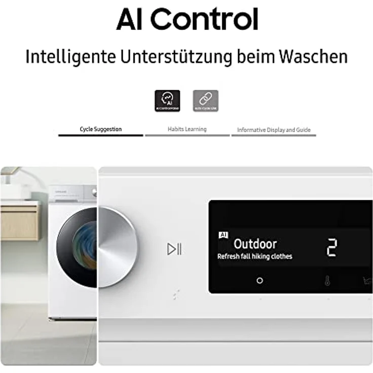 Samsung WW8400D WW11DB8B95GB, BESPOKE Waschmaschine, QuickDrive, AI Wash, 1 EEK: A (-40%), 11 kg Black – Bild 6