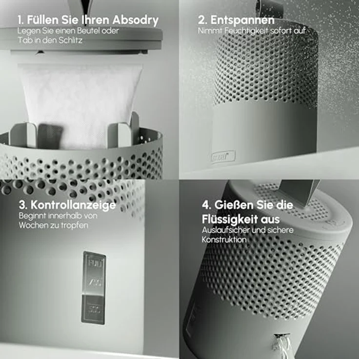 ABSODRY Duo Family - Luftentfeuchter Wohnung ohne Strom - gegen Schimmel - Dehumidifier - Grau – Bild 5