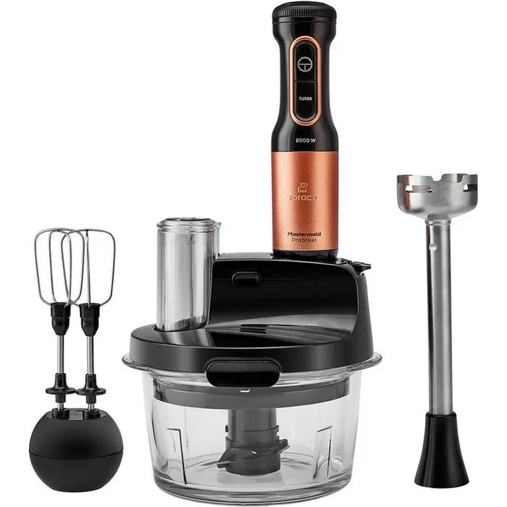 Karaca Mastermaid Küchenroboter aus Stahlglas, 2500 W, Black Copper