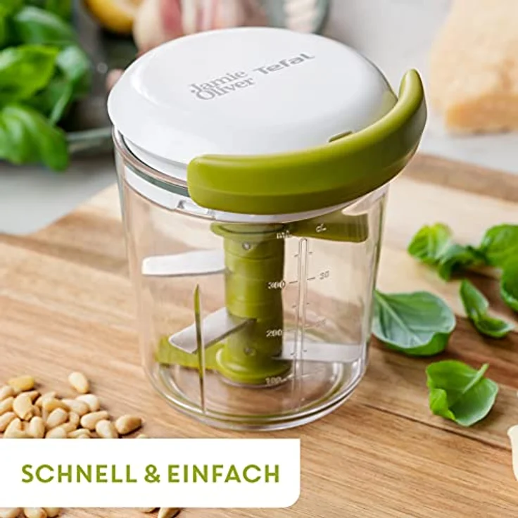 Jamie Oliver by Tefal K16441 Jamie Oliver Chop & Shaker | ohne Strom | Fassungsvermögen: 450 ml | Multizerkleinerer | Universalzerkleinerer für Gemüse, Obst, Zwiebeln, Nüsse, Knoblauch | weiß/grün – Bild 5