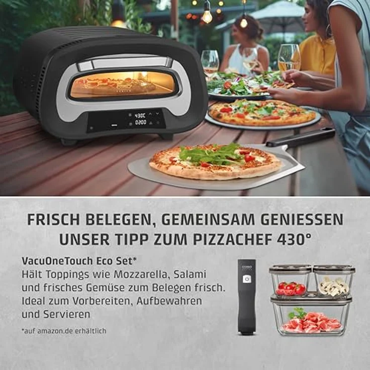 Caso PizzaChef 2984 Pizzaofen, 8 Automatikprogramme, inkl. Pizzastein, Schwarz – Bild 10