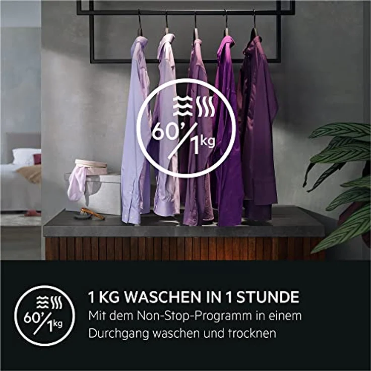 AEG LWK6A50680 Waschtrockner Serie 6000 / Wash2Dry mit 5 Kombi-Programmen / 8 kg Waschen / 4 kg Trocknen / Mengenautomatik / 1600 U/min / Weiß – Bild 3