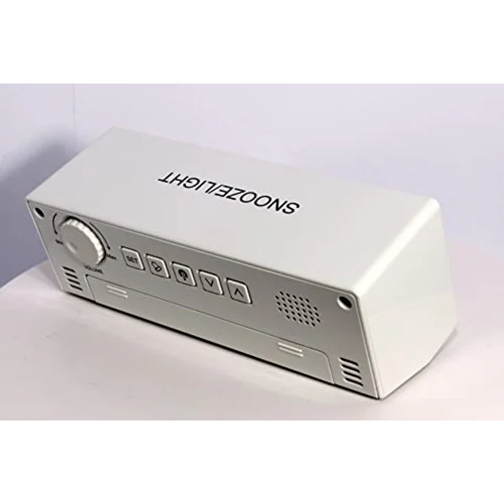 Atlanta Funkwecker Digital LCD-Anzeige mit Lautstärkeregelung, Temperaturanzeige, Crescendo-Alarmsignal und Snooze-Funktion, Weiß – Bild 3