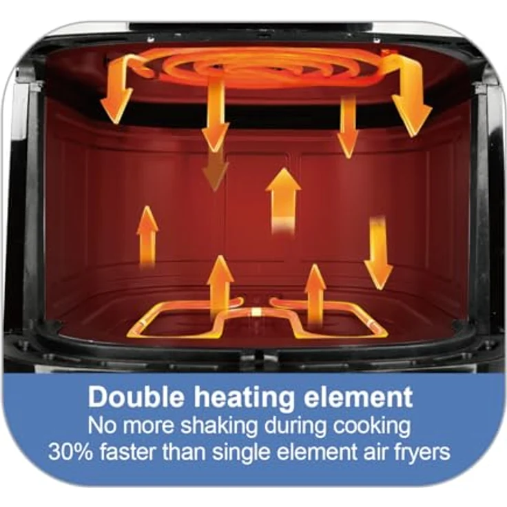 Emerio Heißluftfritteuse XL 5L | 2 Heizelemente aus Edelstahl | 8 Automatikprogramme | BPA-frei | 2000W | AF-131797.1 – Bild 4
