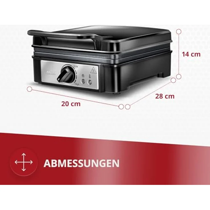 MPM MGO-24 Professionelles Waffeleisen für 2 Dicke belgische Waffeln, Antihaftplatten, automatische Temperaturregelung, schwarz, 1400W – Bild 7