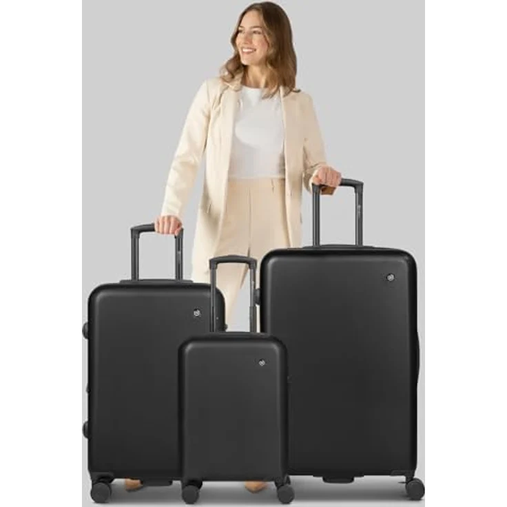 Bugatti Valencia 2.0 Kofferset, 3-teilig mit Dehnfalte und 4 Rollen, Schwarz, (38 l) – Bild 8