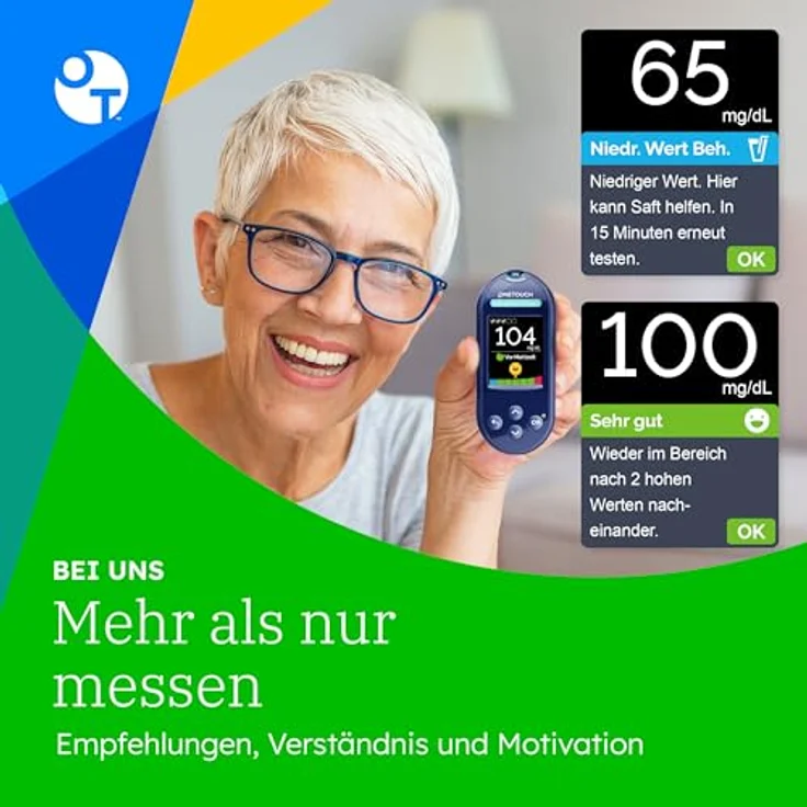 OneTouch Ultra Plus Reflect® Blutzucker-Messgerät (mg/dl) I Diabetes-Testset in Stoffbeutel, tragbar mit schnellen & genauen Ergebnissen, 20 Sprachen, global bewährt – Bild 4
