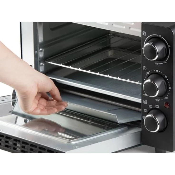 Domo Minibackofen "Bake & Snack" 20L, Tisch-Backofen mit Pizza-Funktion, 1300 Watt, Edelstahl-Griff, schwarz – Bild 10