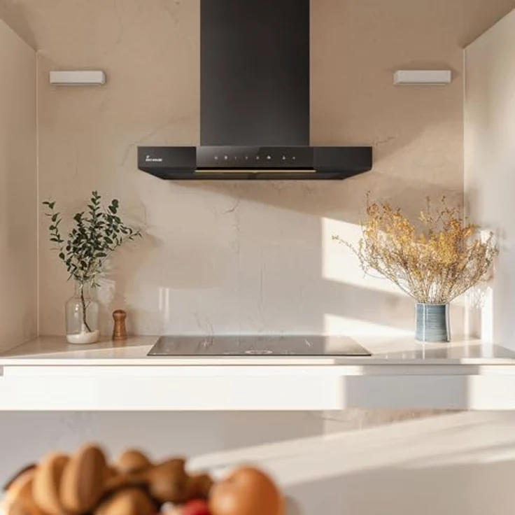 KKT KOLBE SHAPE6005S Dunstabzugshaube 60 cm, A+++ Energieeffizienz, 754 cbm/h, Wandhaube, Umluft/Abluft, schwarz, Glas, Touch Bedienung, Nachlaufautomatik, Bi-Color LED Beleuchtung – Bild 2