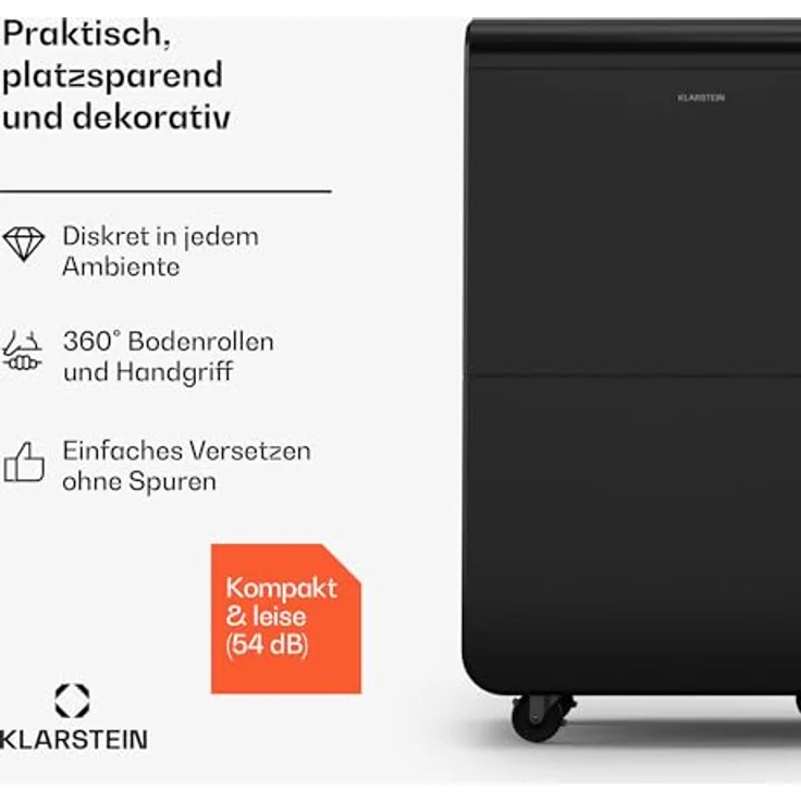 Klarstein DryFy Grand Smart 70L Luftentfeuchter - WLAN-App-Steuerung, 8L Tank, 24h Timer - Tragbar, für Keller & Räume bis 90 m² – Bild 2