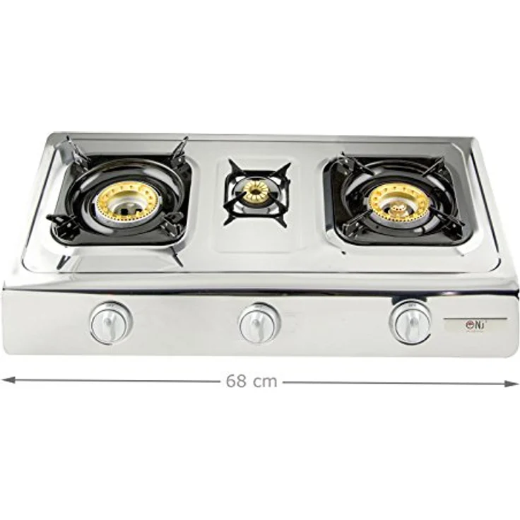 NJ Gaskocher mit Grill,3 flammig Gasgrill, 9,7 KW, Campingkocher, edelstahl – Bild 2