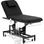 Physa Massageliege elektrisch LYON BLACK, höhenverstellbar 680-900 mm, mit Rückenlehne 60° Neigung, max. 200 kg, Kunstleder schwarz