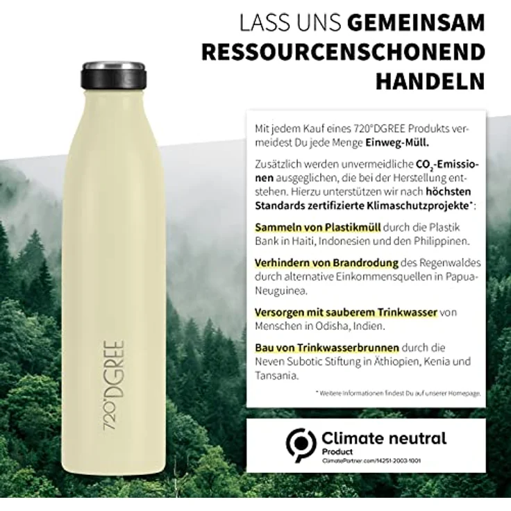 720°DGREE Trinkflasche Edelstahl Doppelwandig 750ml Isolierflasche milkyBottle soft cream matt – Bild 5
