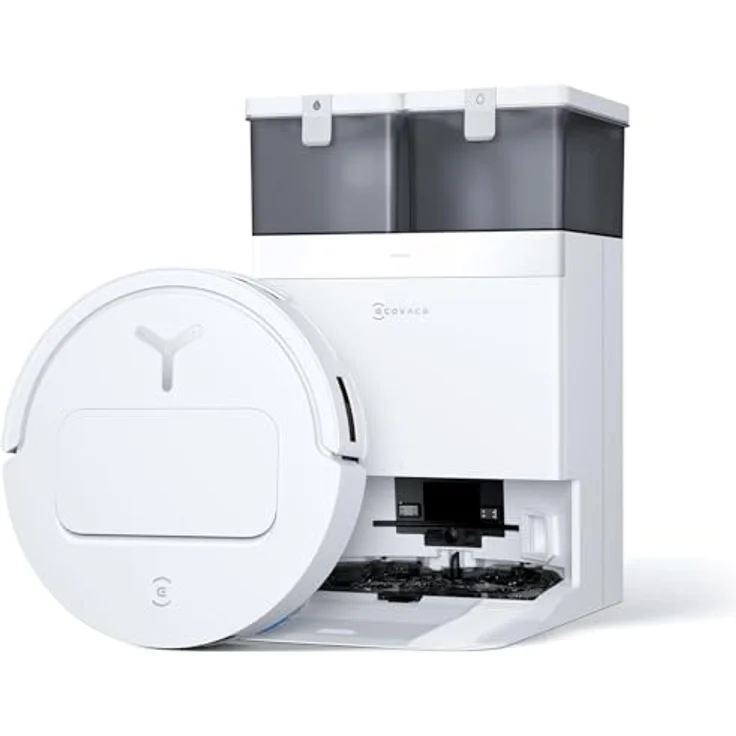 ECOVACS DEEBOT T50 PRO Omnibot Saugroboter mit Wischfunktion, 15.000 Pa, auto Zugabe von Reinigungslösung, 75°C heißes Wasser, ultradünn 81 mm, Weiß – Bild 1