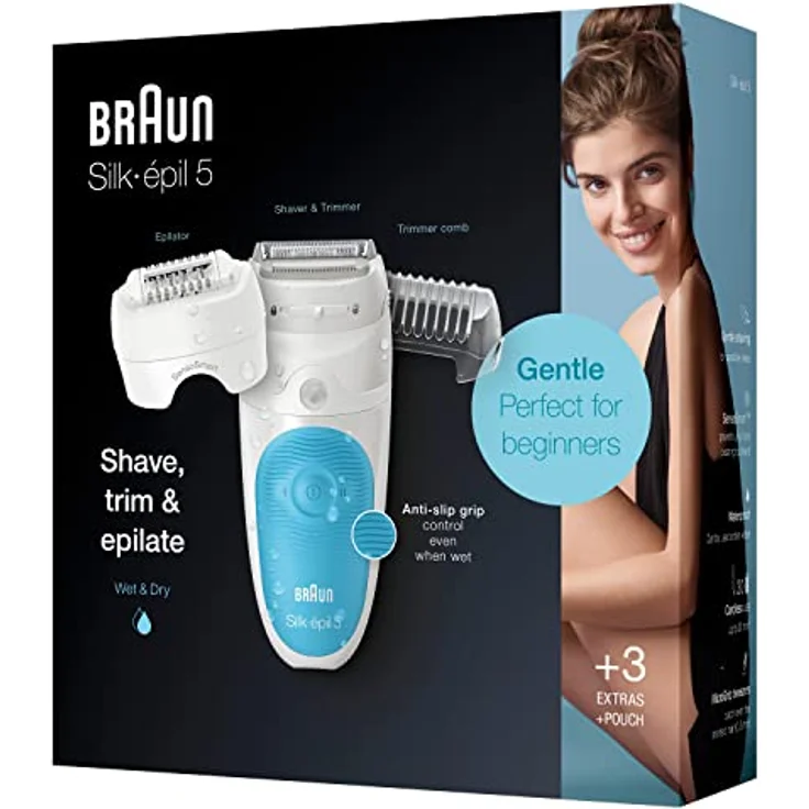 Braun Silk-épil 5 5-605 Epilierer weiß, blau – Bild 6