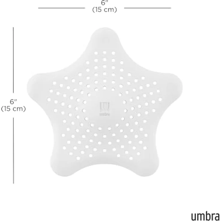 Umbra Starfish Abfluss Haarfänger mit 5 Starken Saugnäpfen – Silikon Abflusssieb und Haar Stopper für Dusche, Badewanne, Waschbecken und Spüle – Hält Abflüsse Frei von Haaren und Kleinteilen, Weiß – Bild 3
