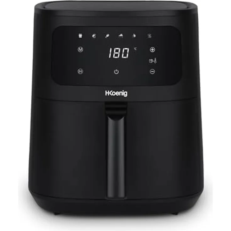 H.Koenig Airfryer XL FRY860 Heißluftfritteuse ohne Öl, 6 l Kapazität, 6 Programme, Touchscreen, bis zu 8 Personen, verstellbar 80 – 200 °C