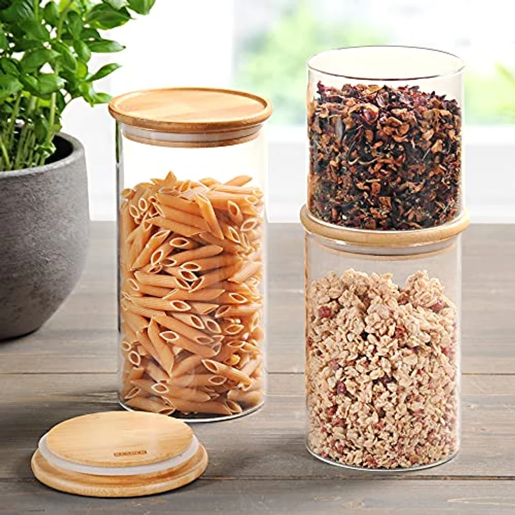 Kesper Aufbewahrungsgläser im 3er Set, gefertigt aus Glas mit Bambusdeckel 92333 13 – Bild 2