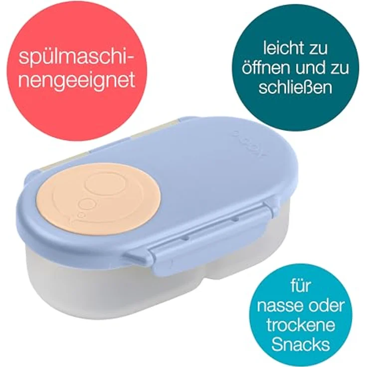 B.Box Snackbox Feeling Peachy, auslaufsichere Lunchbox mit zwei Fächern und Silikon-Stretchhülle, rosa – Bild 2