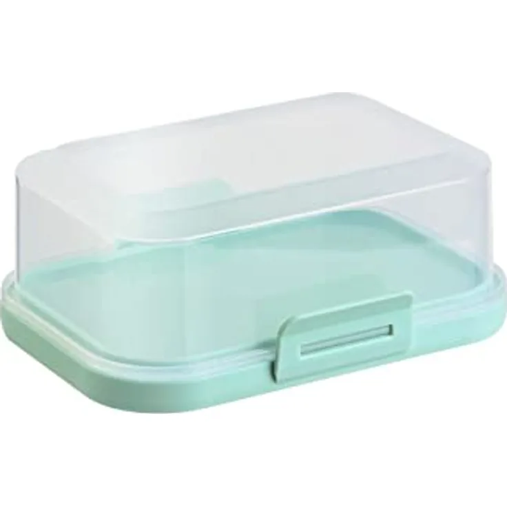 ENGELLAND - 1 x Stapelbare Butterdose mit Deckel und Klick-Verschluss, Mint/Transparent, Plastik-box, Butter-Glocke, BPA-frei, Mehrzweck, robust