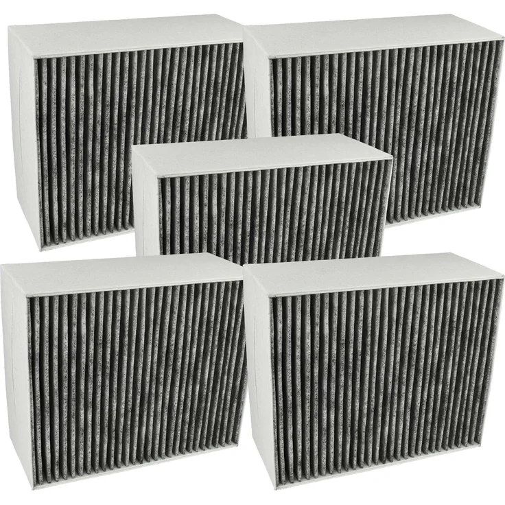 vhbw 5x Aktivkohlefilter für Siemens LF21BA572/01, LF21BA582/02, LF21BA582/01, LF21BA572/02 Dunstabzugshaube - 22,7 x 18,9 x 10 cm, weiß / grau