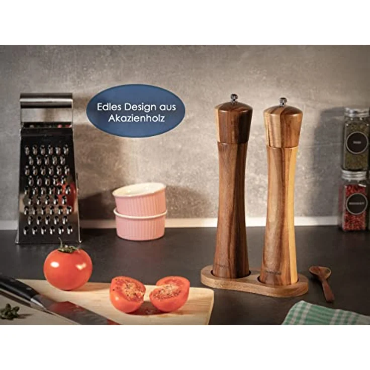 Hanseküche Salz und Pfeffermühle (25cm) – Gewürzmühle mit Keramikmahlwerk – Set bestehend aus Pfeffer und Salzmühle – Bild 2