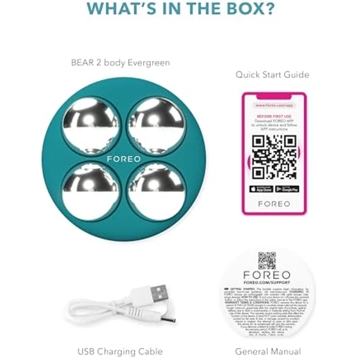 FOREO BEAR™ 2 body Evergreen, Mikrostrom-Massagegerät für straffe Haut und Muskeltraining, 10 Intensitäten, ergonomisches Design – Bild 7