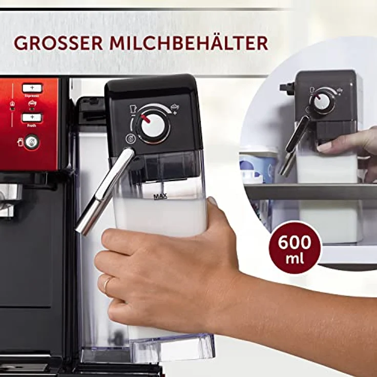 Breville PrimaLatte II Kaffee- und Espressomaschine VFC109X-01, 19 bar, für Kaffeepulver oder Pads geeignet, Integrierter automatischer Milchschäumer, schwarz-rot – Bild 5