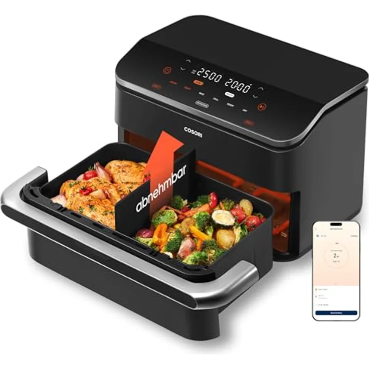 Cosori Dual Blaze TwinFry 10 Liter Heißluftfritteuse CAF-TF101S-AEU, 4 Heizelemente, 8 Portionen, WiFi-Steuerung, schwarz – Bild 1